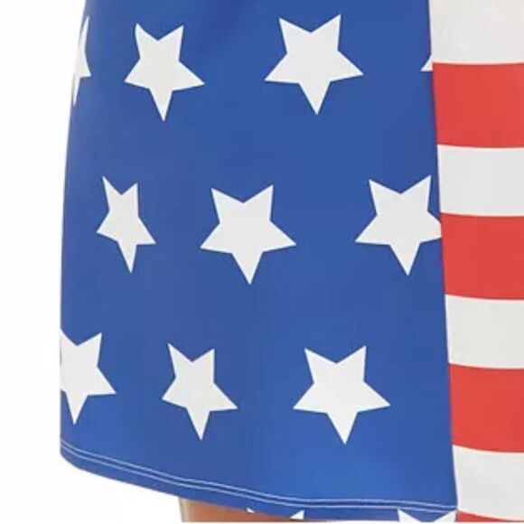 Dress Work Sleeveless‎ Stretch US Flag Swing Mini Dress July Red Blue  Size XXL - Picture 2 of 4